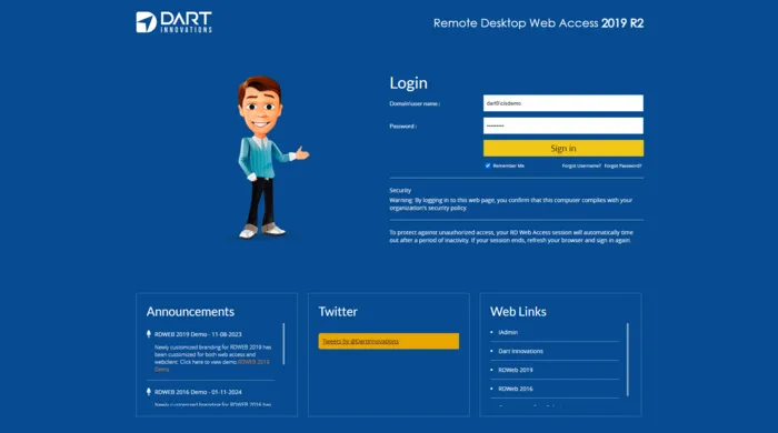 MS RD Web Access 2019 custom interface demo