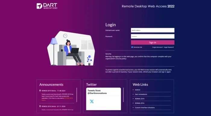 MS RD Web Access 2022 custom interface demo