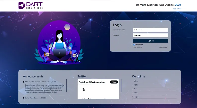 MS RD Web Access 2025 custom interface demo