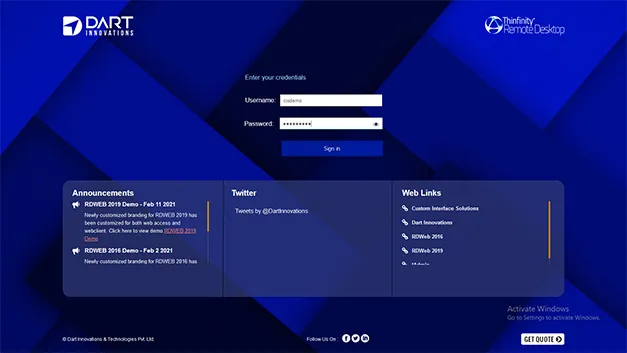 Thinfinity Workspace custom interface demo