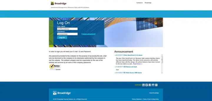 Broadridge Financial Solutions – Citrix StoreFront 3.16