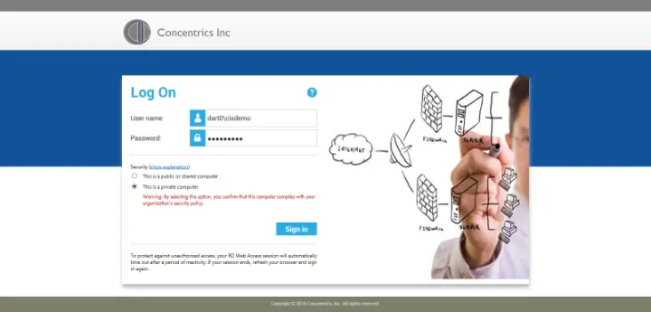 Concentrics Inc – MS RD Web Access 2012 R2