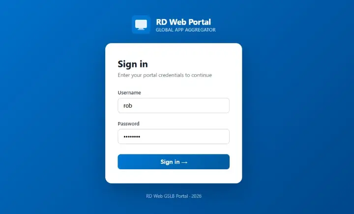 MS RDS – Apps Aggregation Portal