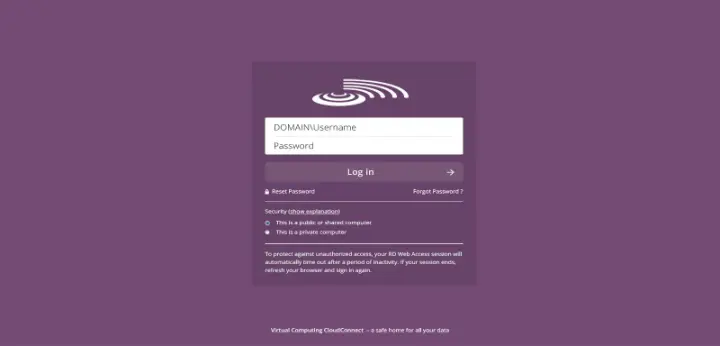 Virtual Computing – RD Web 2016