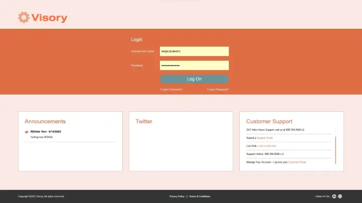 Visory – MS Remote Desktop Services 2022