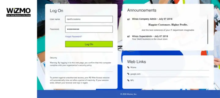 WiZMO – Remote Desktop Web Access 2012