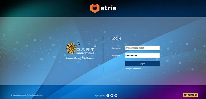 Custom Automate101 Atria sign-in page