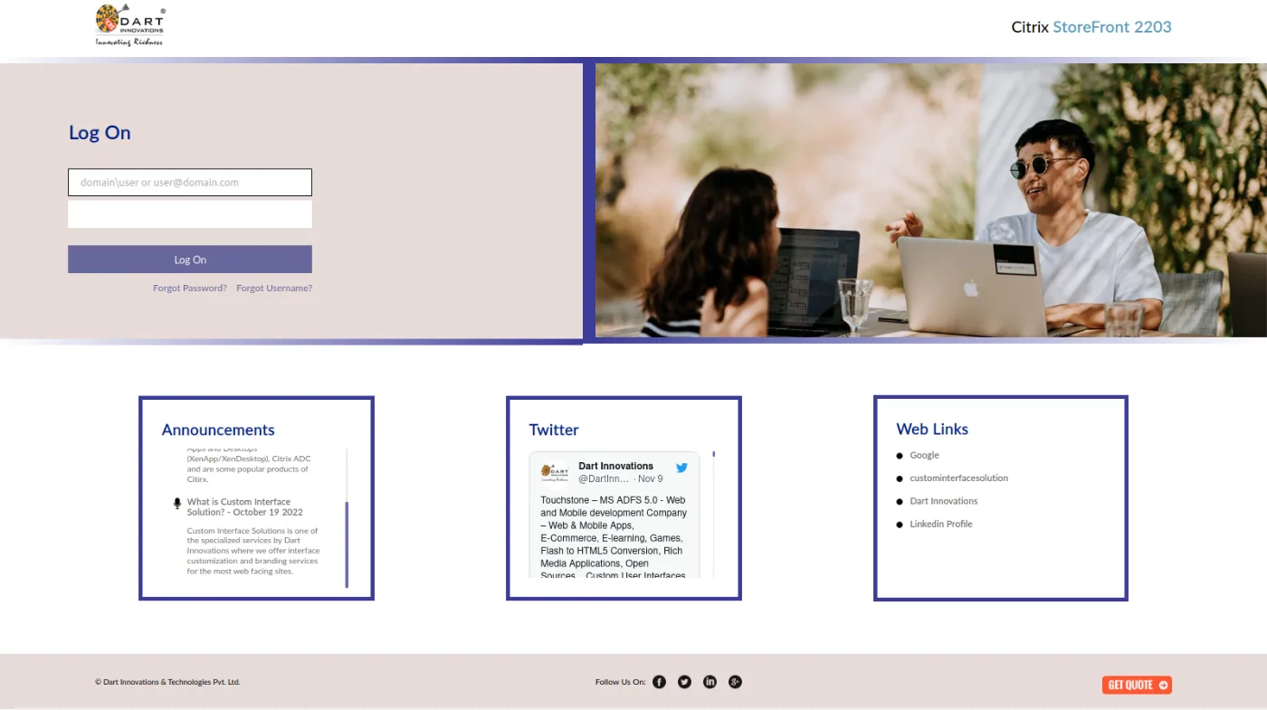 Custom Citrix StoreFront sign-in page