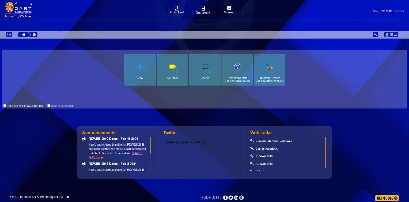 Custom Thinfinity Workspace after sign-in