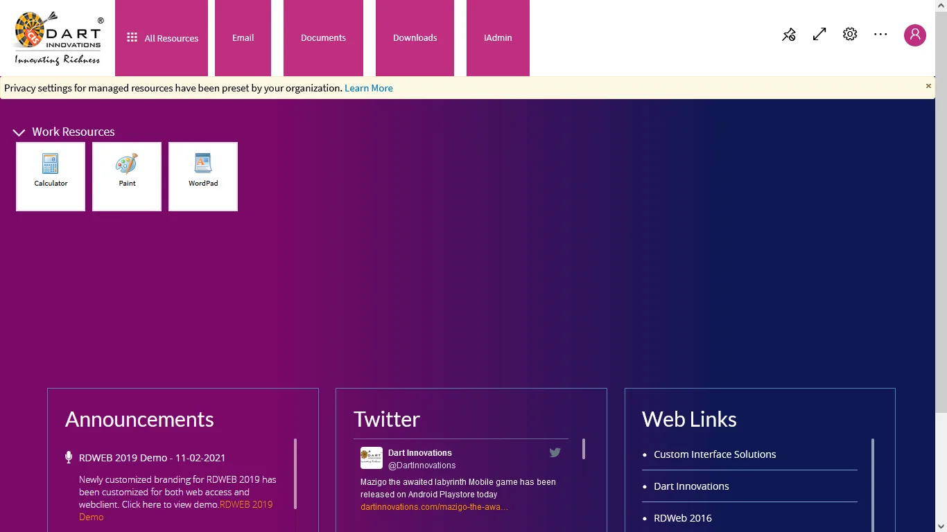 Custom RD Web Client app view