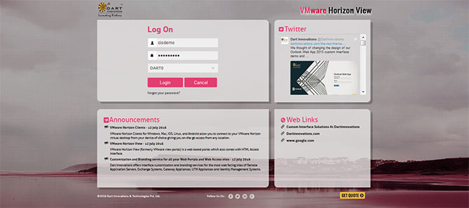 VMware Horizon View 7.0 Custom Interface demo is up now