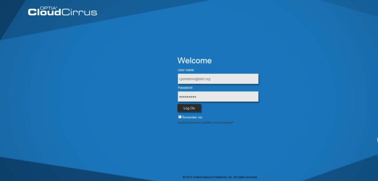 OPTIA Cloud Cirrus – CPSM Login Page