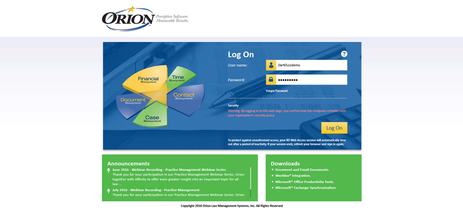 Orion Law – Remote Desktop Web Access 2012
