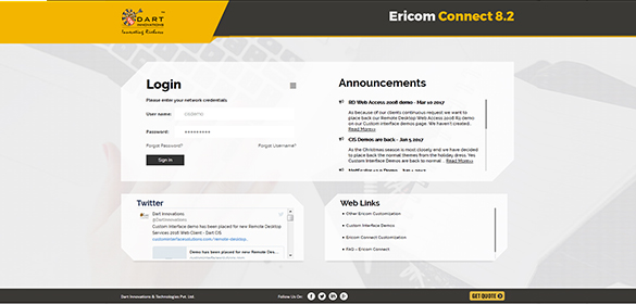 Ericom Connect 8.2 AccessPortal customization demo has been launched.