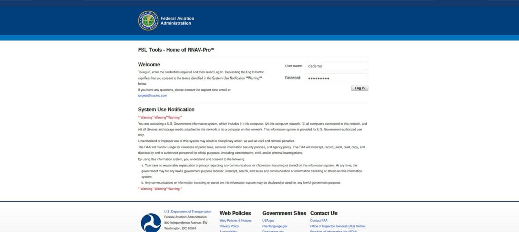 Federal Aviation Administration StoreFront 3.12 - Login