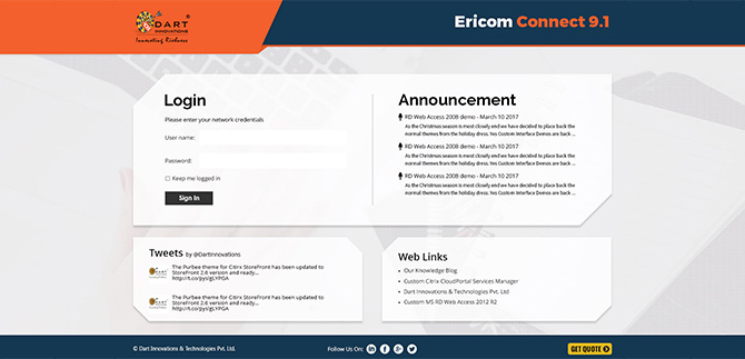 The customization demo for the new Ericom Connect 9.1 AccessPortal has been placed