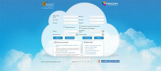 Ericom AccessNow interface demo has been updated with cool new design with Custom Features