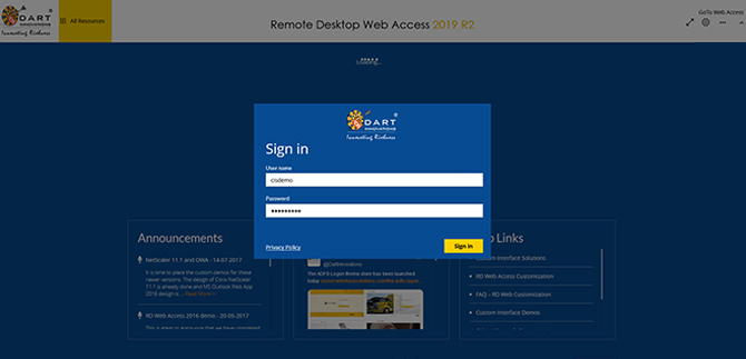 Custom Remote Desktop Web Client 2019 demo