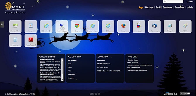 Our Citrix StoreFront 2.6 Custom Interface Demo celebrates the great festival and welcomes the New Year 2015 with a new cool theme