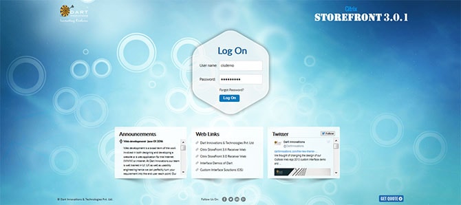 A new design has been updated to Citrix StoreFront 3.0 Receiver Web Interface demo