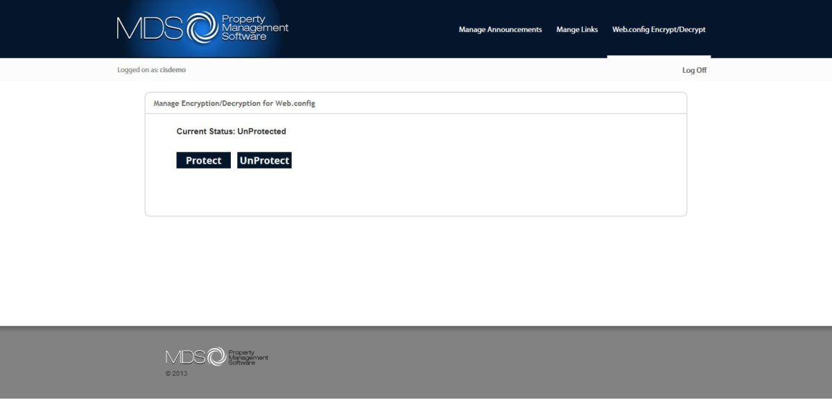 MDS – Interface Admin Manage Encryption & Decryption MDS – Interface Admin Manage Encryption & Decryption
