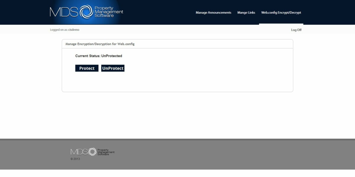 MDS – Interface Admin Manage Encryption & Decryption