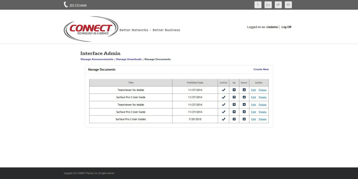 CONNECT Computer – Interface Admin Manage Documents