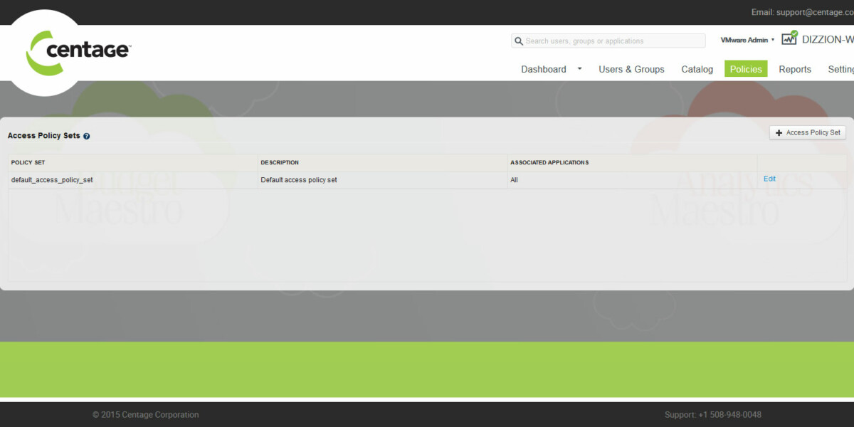 Centage – VMware Workspace Portal Policies Centage – VMware Workspace Portal Policies