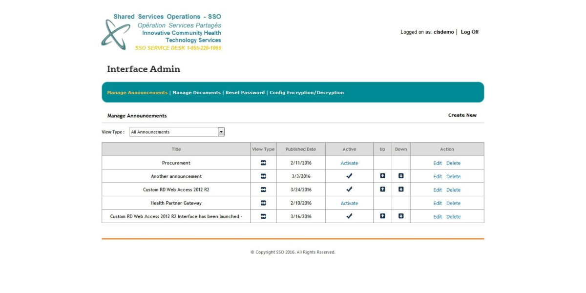 Champlain CCAC – Interface Admin Manage Announcements Champlain CCAC – Interface Admin Manage Announcements