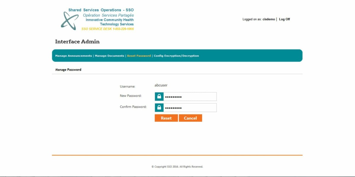 Champlain CCAC – Interface Admin Reset Password Champlain CCAC – Interface Admin Reset Password