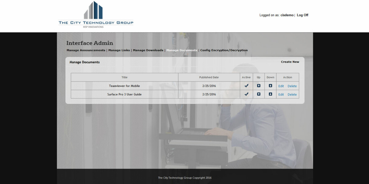 CityTechGroup – Interface Admin Manage Documents CityTechGroup – Interface Admin Manage Documents