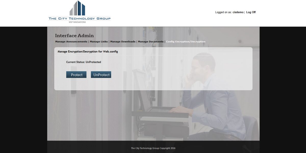 CityTechGroup – Interface Admin Manage Encryption / Decryption CityTechGroup – Interface Admin Manage Encryption / Decryption