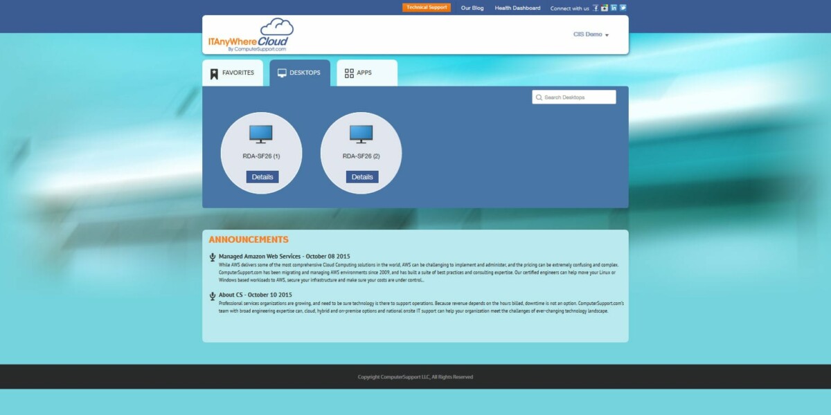 ComputerSupport – Citrix StoreFront 3.0 Desktops Page