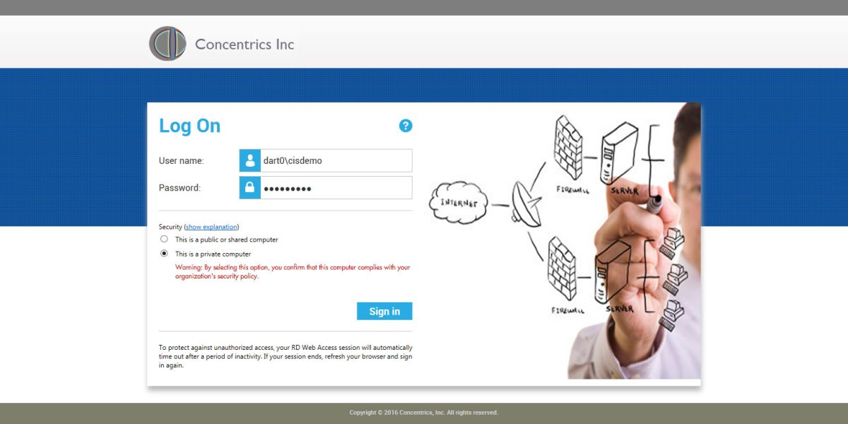 CCustom RD Web Branding Concentrics Inc – RD Web 2012 Login