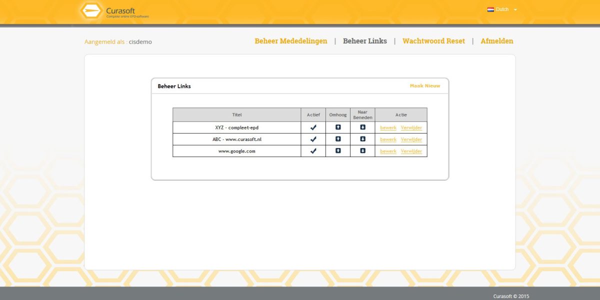 Curosoft – Interface Admin Manage Links Curosoft – Interface Admin Manage Links