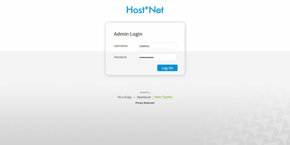 MicroEdge – Interface Admin Login
