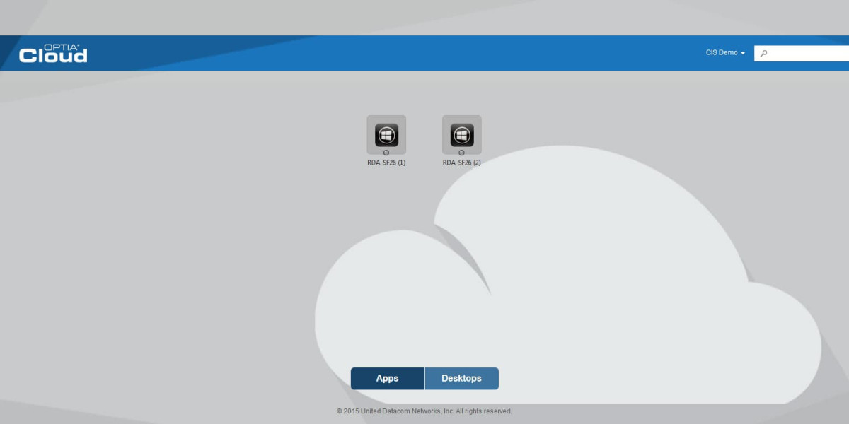OPTIA Cloud – Citrix StoreFront 2.5 Desktops Page