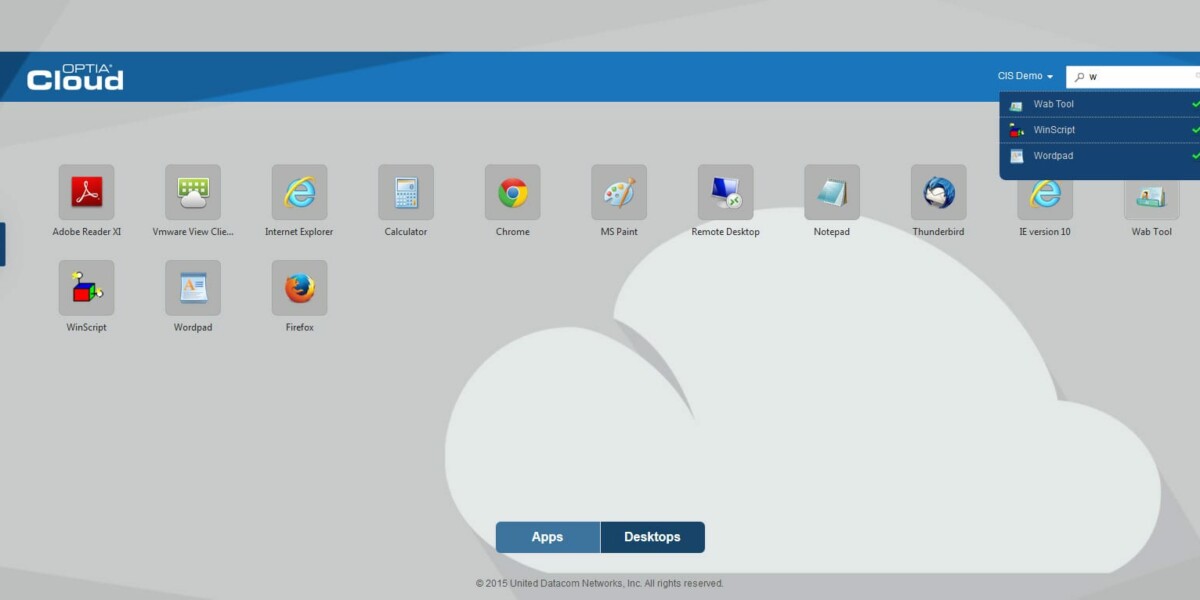 OPTIA Cloud – Citrix StoreFront 2.5 Searching Page