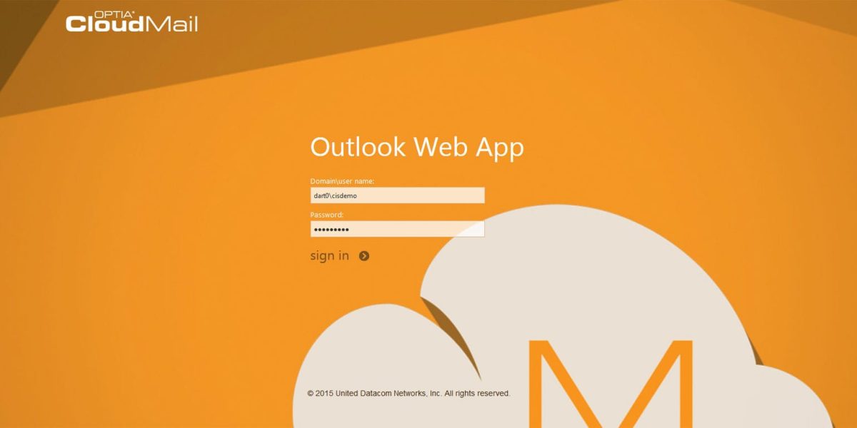 Custom Outlook Web App theme OPTIA Cloud Mail – OWA Login Page