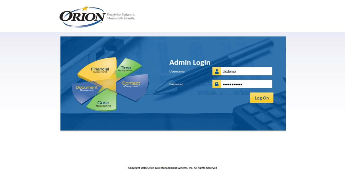 Orion Law – Interface Admin Login