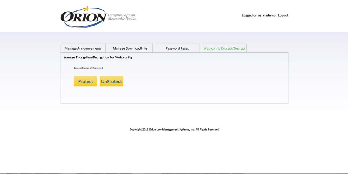 Orion Law – Interface Admin Manage Encrypt & Decrypt Orion Law – Interface Admin Manage Encrypt & Decrypt