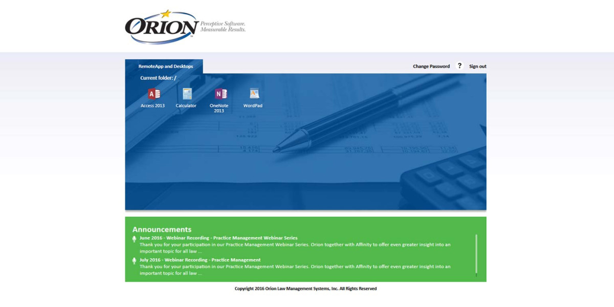 Orion Law – MS RDWEB After Login