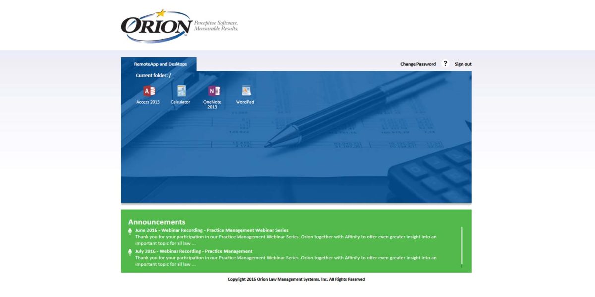 Orion Law – MS RD Web Access After Login Orion Law – MS RDWEB After Login
