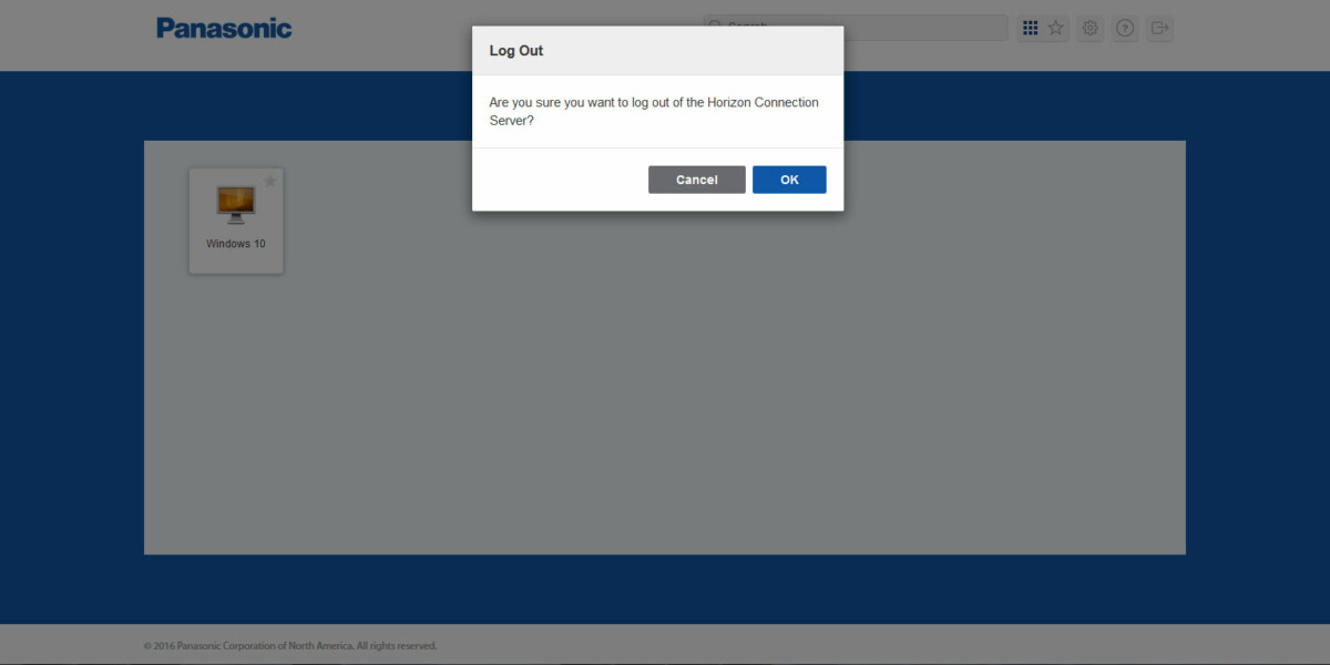 Panasonic – VMware Horizon View 6.2.0 Log Out Panasonic – VMware Horizon View 6.2.0 Log Out