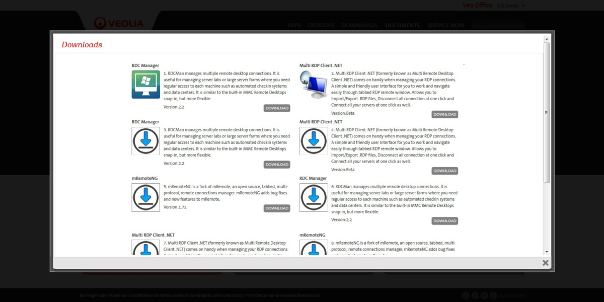 Veolia Custom StoreFront 2.6 Receiver Downloads