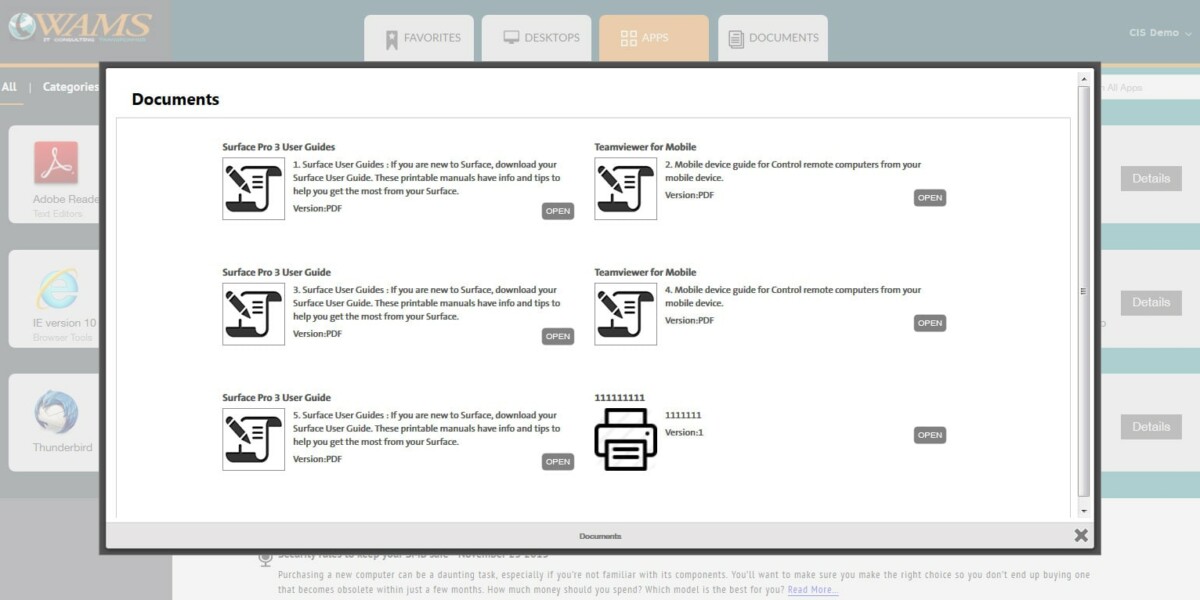 WAMS Inc – Citrix StoreFront 3.0 Documents Page