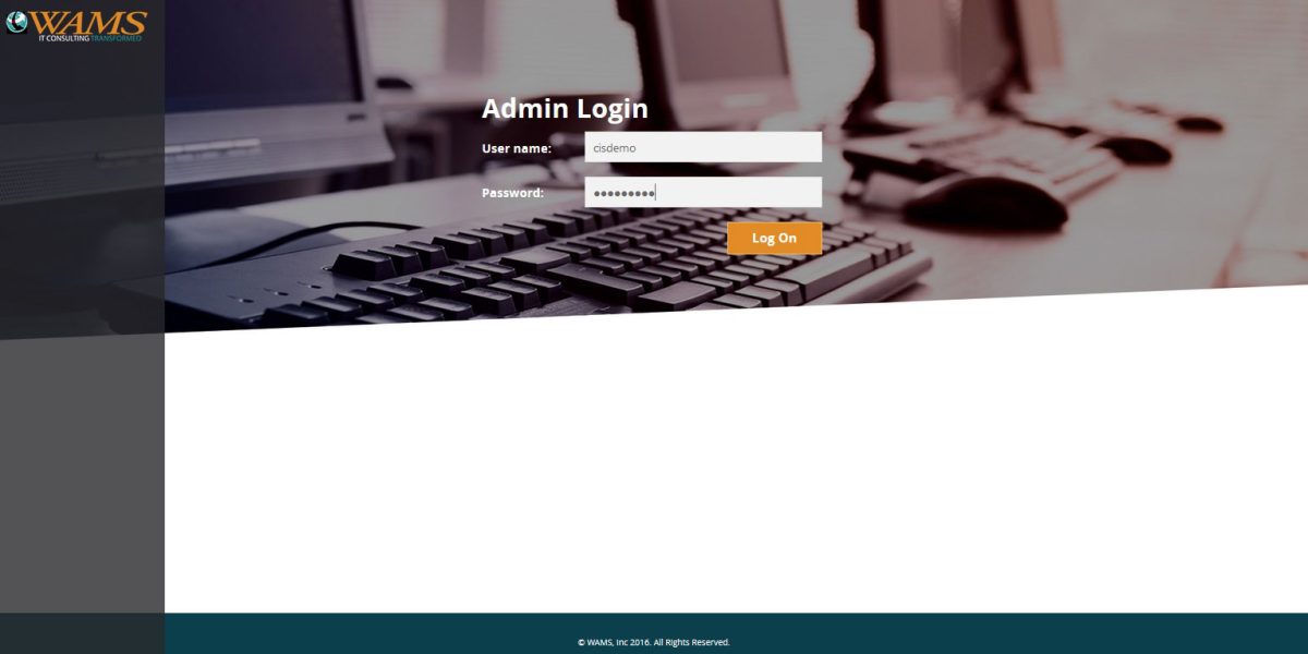 WAMS Inc – Interface Admin Login WAMS Inc – Interface Admin Login