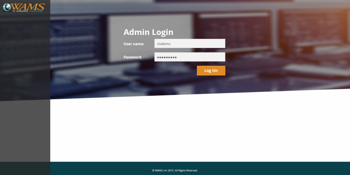 WAMS Inc – Interface Admin Login