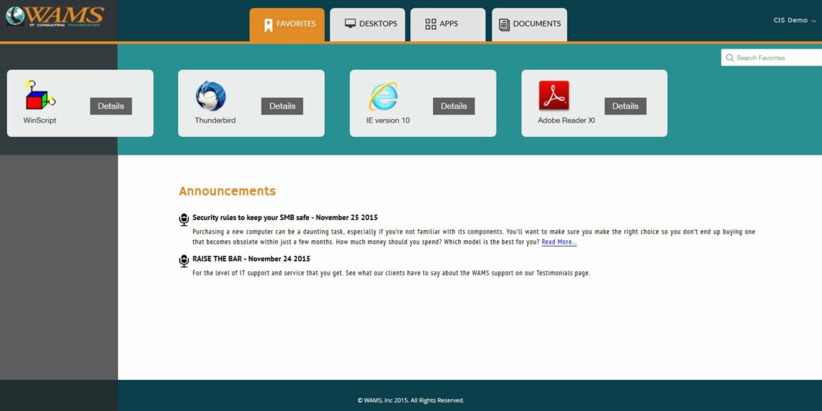 WAMS Inc – Citrix StoreFront 3.0 Favorites Page