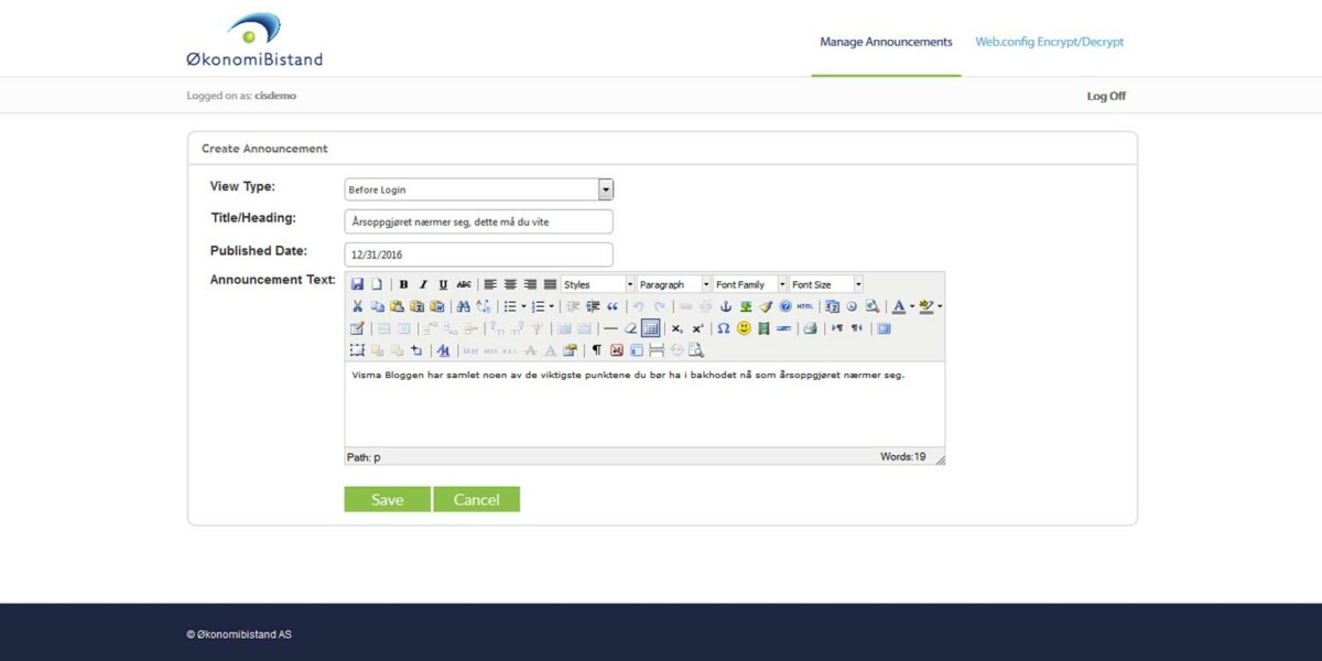 Okonomibistand - Remote Desktop Web Access 2008 & 2012 R2 - Create Announcement Okonomibistand - Remote Desktop Web Access 2008 & 2012 R2